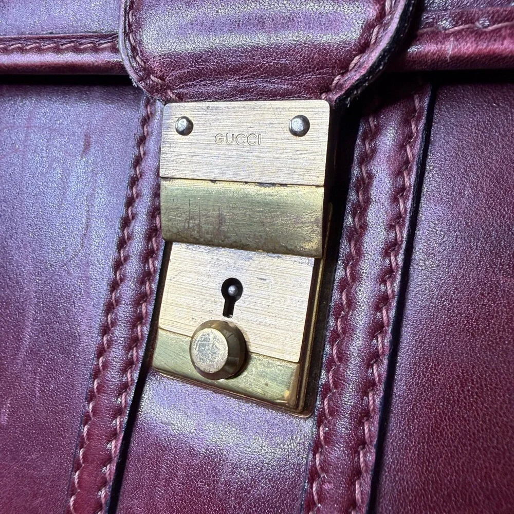 Vintage Gucci Oxblood Laptop Paperwork Satchel Bag